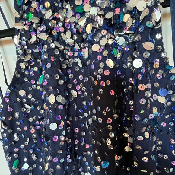 Jewelled sequin Aidan Mattox navy dress, never worn - Picture 2 of 3